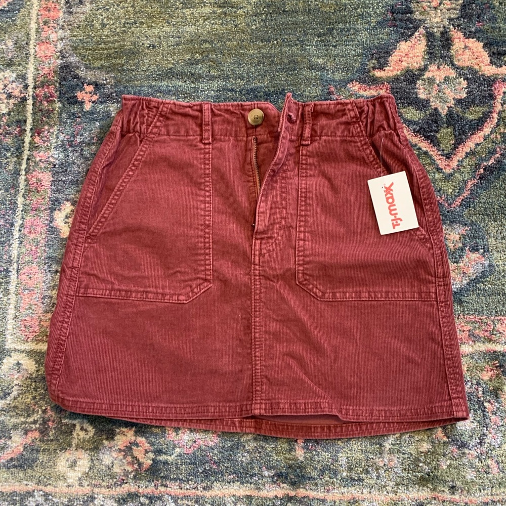 maroon corduroy skirt
